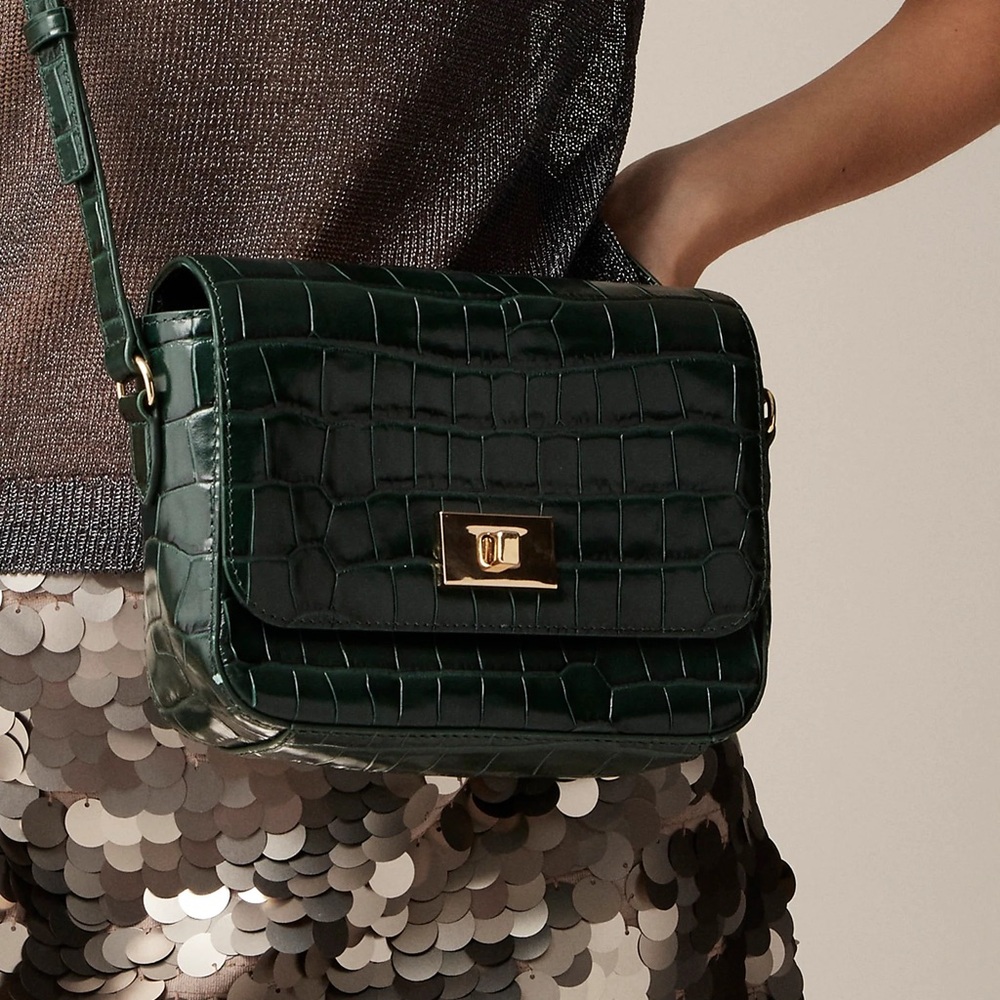 J.Crew Edie crossbody bag in Italian croc-embossed leather